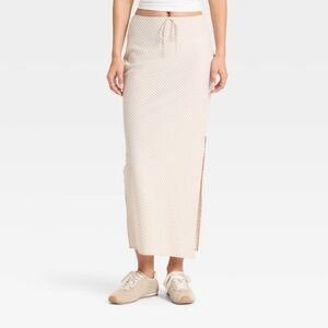 Wild Fable Column Maxi Skirt Gingham Taupe NWT